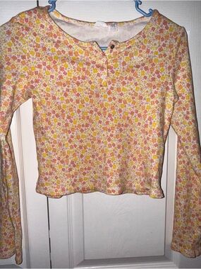 Floral Roxy Long Sleeve Top in Yellow & Pink